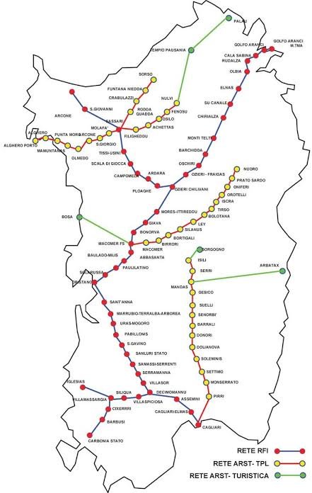 Treinroutes Sardinië dienstregeling